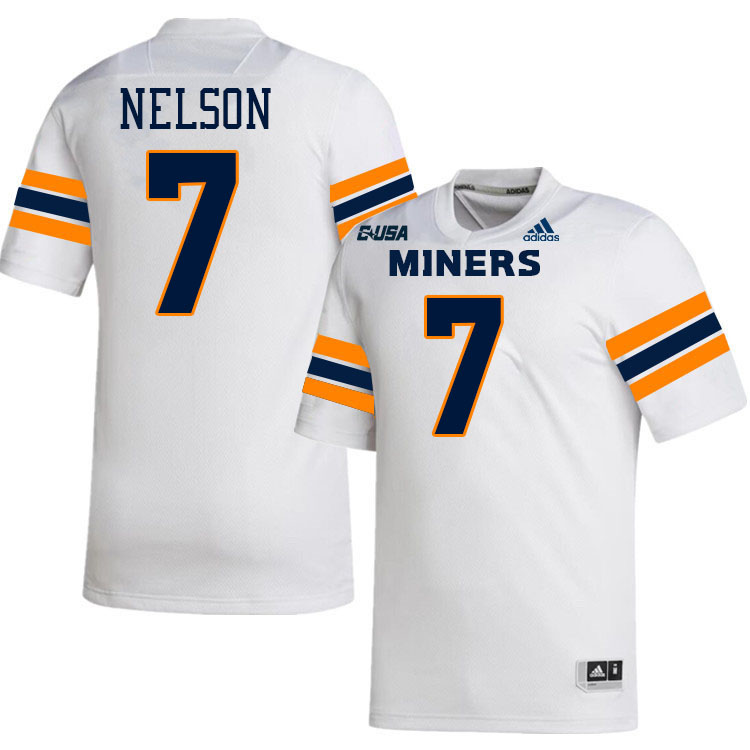 #7 Malachi Nelson UTEP Jersey,UTEP Miners College Football Jersey,Uniforms-White
